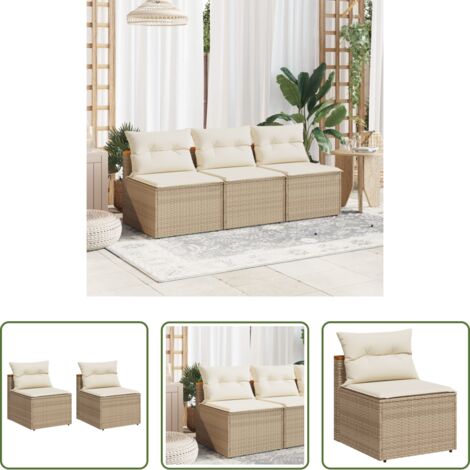 vidaXL Cuscino da seduta -  Divani Giardino Senza Braccioli con Cuscini 2 Beige Polyrattan