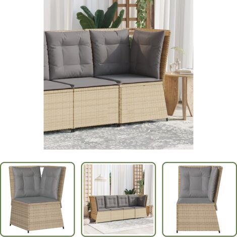 vidaXL Cuscino da seduta -  Divano Angolare da Giardino con Cuscini Beige in Polyrattan