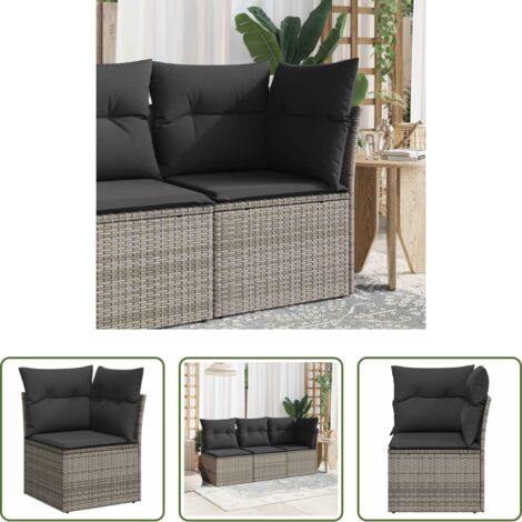 vidaXL Cuscino da seduta -  Divano Angolare da Giardino con Cuscini Grigio in Polyrattan