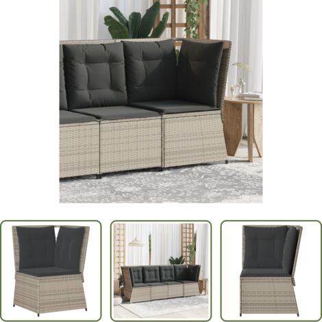 vidaXL Cuscino da seduta -  Divano Angolare Giardino con Cuscini Grigio Chiaro Polyrattan