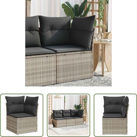 vidaXL Cuscino da seduta -  Divano Angolare Giardino con Cuscini Grigio Chiaro Polyrattan