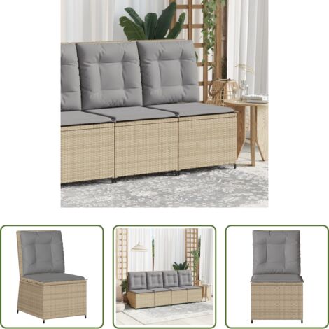 vidaXL Cuscino da seduta -  Divano Reclinabile da Giardino con Cuscini Beige in Polyrattan