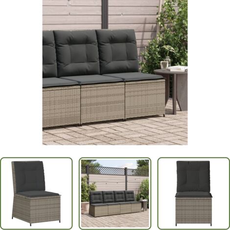 vidaXL Cuscino da seduta -  Divano Reclinabile da Giardino con Cuscini Grigio in Polyrattan