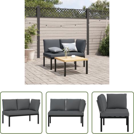 vidaXL Cuscino da seduta -  Panca da Giardino con Cuscini Nera in Alluminio