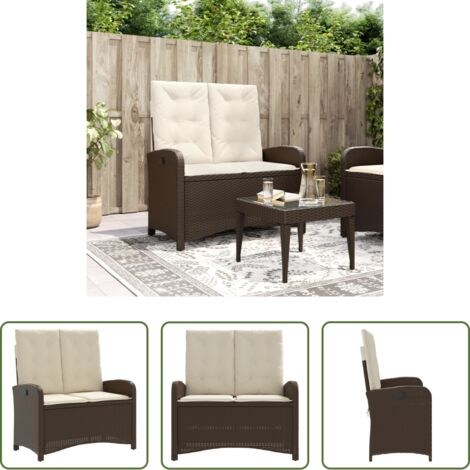 vidaXL Cuscino da seduta -  Panca Reclinabile da Giardino con Cuscini Marrone in Polyrattan