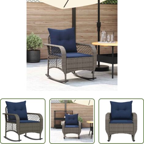 vidaXL Cuscino da seduta -  Sedia a Dondolo da Giardino con Cuscini in Polyrattan Grigio