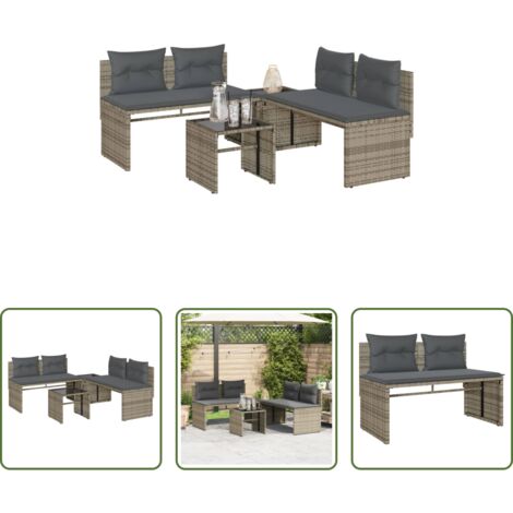 vidaXL Cuscino da seduta -  Set Divani da Giardino 4 pz con Cuscini in Polyrattan Grigio