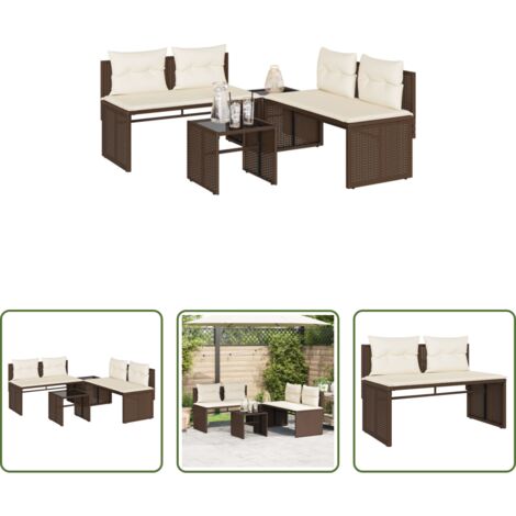 vidaXL Cuscino da seduta -  Set Divano da Giardino 4 pz con Cuscini Marrone in Polyrattan