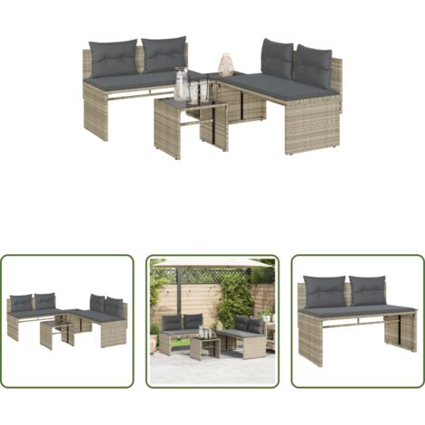 vidaXL Cuscino da seduta -  Set Divano da Giardino 4pz con Cuscini Grigio Chiaro Polyrattan