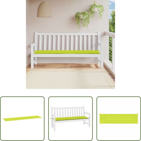 vidaXL Cuscino esterno -  Cuscino per Panca Verde Brillante 200x50x4 cm in Tessuto Oxford