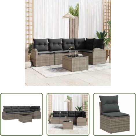 vidaXL Cuscino esterno -  Set di divani con cuscino Grigio Poliestere