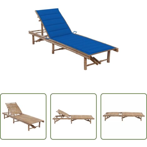 vidaXL Cuscino in bambù -  Lettino Prendisole da Giardino con Cuscino in Bambù