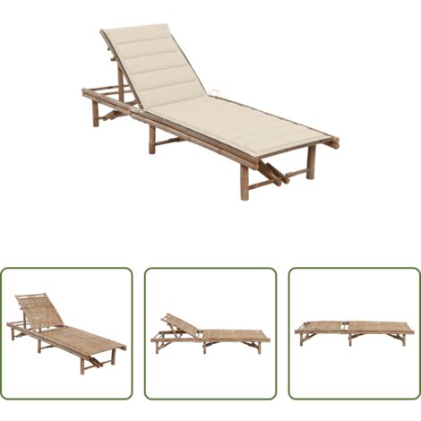 vidaXL Cuscino in bambù -  Lettino Prendisole da Giardino con Cuscino in Bambù