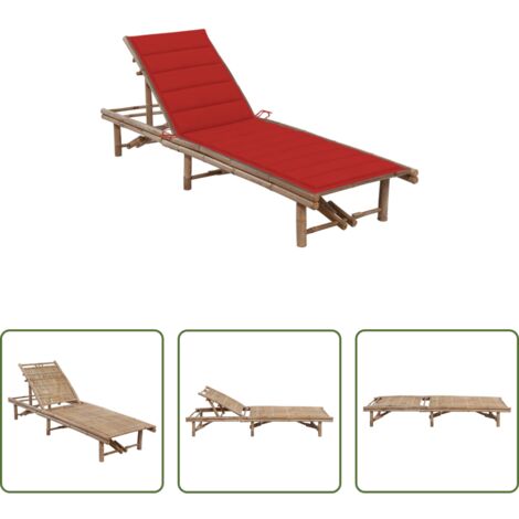 vidaXL Cuscino in bambù -  Lettino Prendisole da Giardino con Cuscino in Bambù