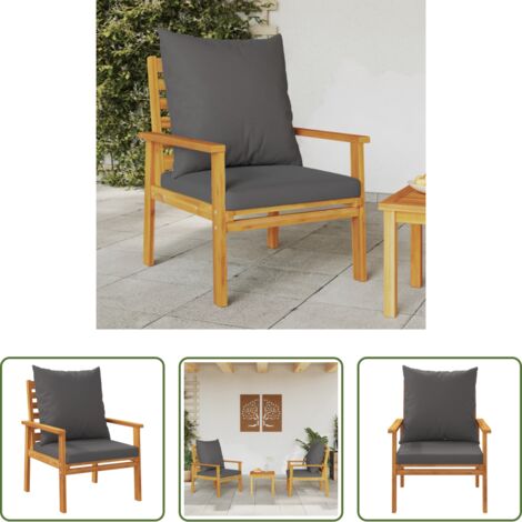 vidaXL Cuscino in legno -  Poltrone da Giardino 2pz con Cuscino in Legno Massello Acacia