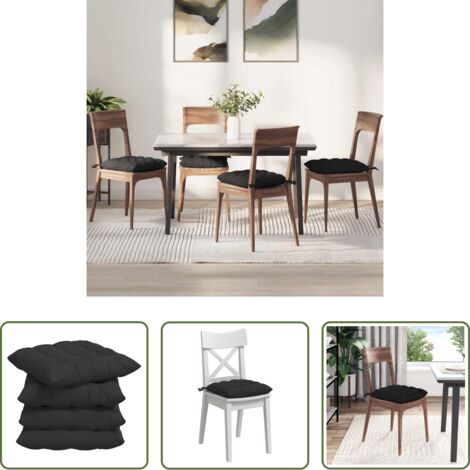 vidaXL Cuscino in microfibra -  Cuscini per Seduta 4 pcs Nero 40 x 40 x 6 cm Microfibra