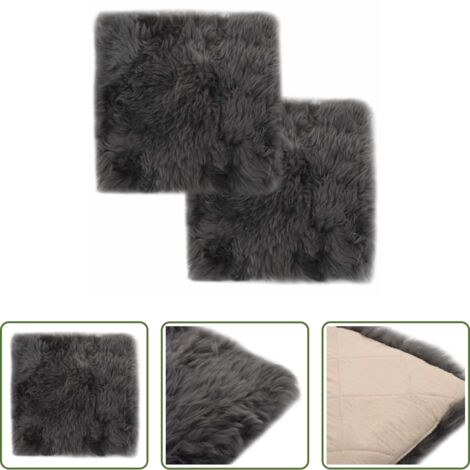 vidaXL Cuscino in pelle di montone -  Cuscini Sedie 2 pz Grigio Chiaro 40x40cm Vera Pelle di Montone