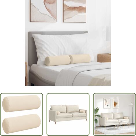 vidaXL Cuscino in poliestere -  Cuscini a rullo 2 pcs Beige Ø 15 x 40 cm Tessuto in Microfibra