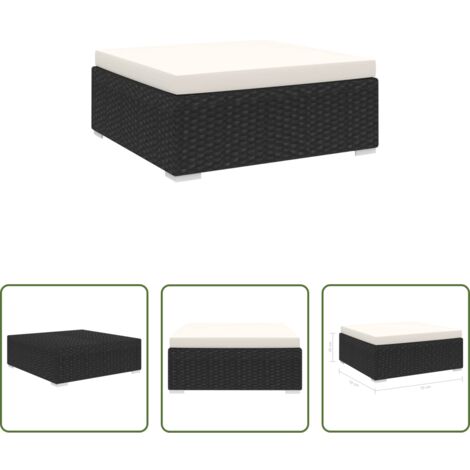 vidaXL Cuscino in poliestere -  Poggiapiedi Modulare 1 pz con Cuscino in Polyrattan Nero