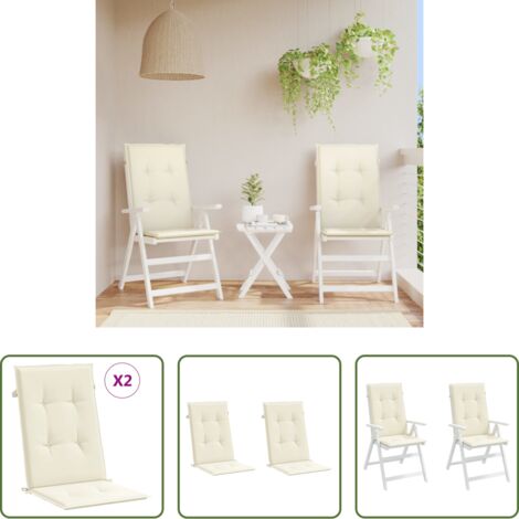 vidaXL Cuscino in tessuto -  Cuscini per Sedie 2 pz Crema 120x50x3 cm in Tessuto