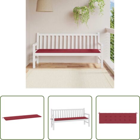 vidaXL Cuscino in tessuto Oxford -  Cuscino per Panca Rosso Vino 180x50x3 cm in Tessuto Oxford