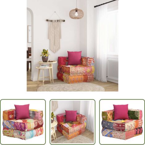 vidaXL Cuscino in tessuto -  Pouf Modulare con Cuscino in Tessuto Patchwork