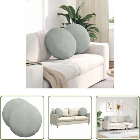 vidaXL Cuscino morbido -  Cuscini per Seduta 2 pcs Grigio chiaro Ø 40 x 13 cm Velluto