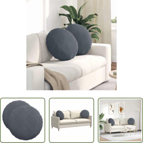 vidaXL Cuscino morbido -  Cuscini per Seduta 2 pcs Grigio scuro Ø 40 x 13 cm Velluto