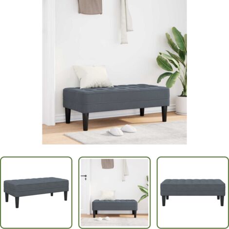 vidaXL Cuscino -  panchina con cuscino Grigio scuro 113 x 57 x 39 cm Velluto
