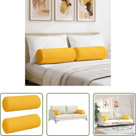 vidaXL Cuscino per camera da letto -  Cuscini a rullo 2 pcs Giallo Chiaro Ø 25 x 70 cm