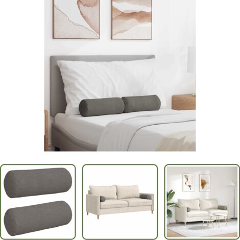 vidaXL Cuscino per camera da letto -  Cuscini a rullo 2 pcs Grigio chiaro Ø 15 x 40 cm