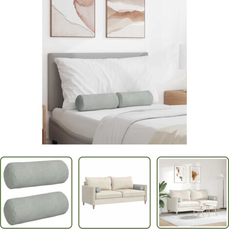 vidaXL Cuscino per camera da letto -  Cuscini a rullo 2 pcs Grigio chiaro Ø 15 x 40 cm