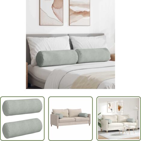 vidaXL Cuscino per camera da letto -  Cuscini a rullo 2 pcs Grigio chiaro Ø 25 x 70 cm