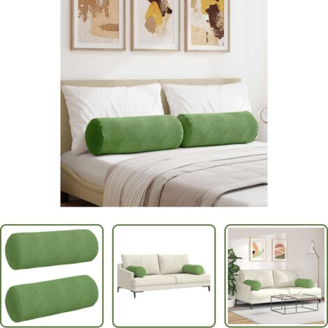vidaXL Cuscino per camera da letto -  Cuscini a rullo 2 pcs Verde chiaro Ø 25 x 70 cm