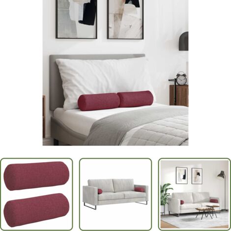 vidaXL Cuscino per camere da letto -  Cuscini a rullo 2 pcs Rosso Vino Ø 15 x 40 cm Tessuto