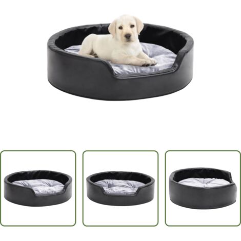 vidaXL Cuscino per cani -  Lettino per Cani Nero e Grigio 69x59x19 cm Peluche e Similpelle