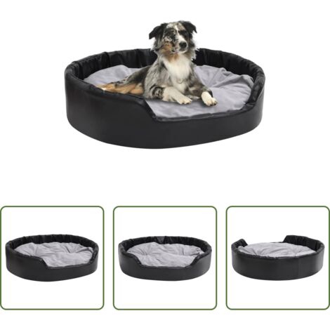 vidaXL Cuscino per cani -  Lettino per Cani Nero e Grigio 99x89x21 cm Peluche e Similpelle