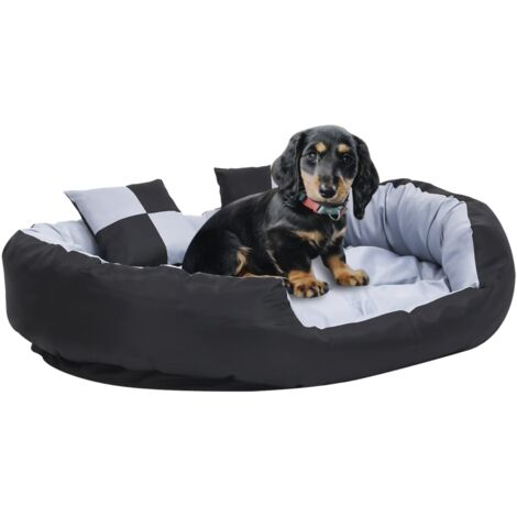 vidaXL Cuscino per Cani Reversibile Lavabile Grigio e Nero 110x80x23cm