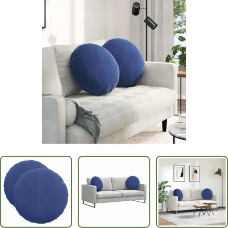 vidaXL Cuscino per casa -  Cuscini per Seduta 2 pcs Blu Polizia Ø 40 x 13 cm Velluto