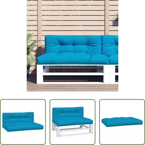 vidaXL Cuscino per esterno -  Cuscini per Pallet 2 pz Blu in Tessuto