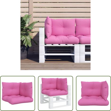 vidaXL Cuscino per esterno -  Cuscini per Pallet 3 pz Rosa in Tessuto Oxford