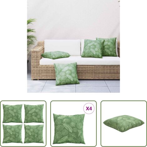 vidaXL Cuscino per esterno -  Cuscini Scatter Foglia 4 pcs Motivo Foglia 60 x 60 cm