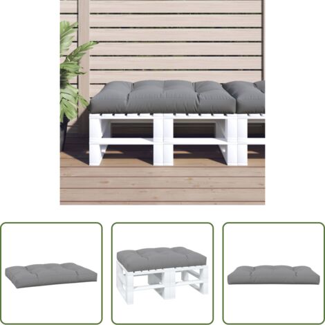 vidaXL Cuscino per esterno -  Cuscino per Pallet Grigio 120x80x12 cm in Tessuto