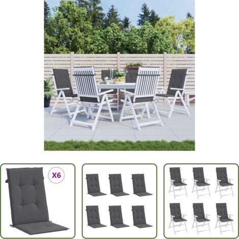 vidaXL Cuscino per giardino -  Cuscini per Sedie 6 pz Antracite 120x50x3 cm in Tessuto