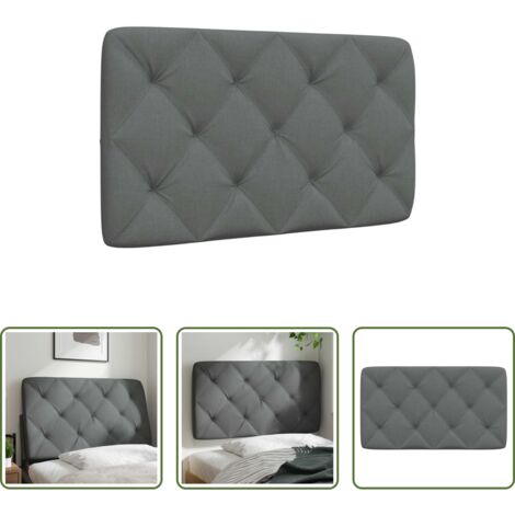 vidaXL Cuscino per letto -  Cuscino Testiera Grigio Scuro 90 cm in Tessuto