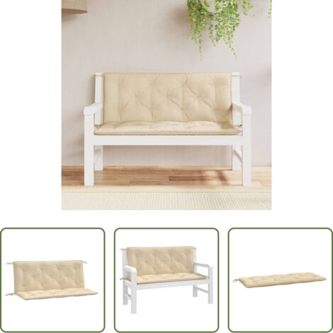 vidaXL Cuscino per panca -  Cuscini Panca da Giardino 2pz Beige 120x50x7 cm Tessuto Oxford
