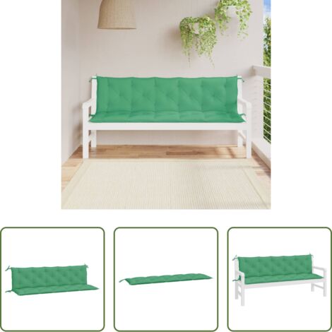 vidaXL Cuscino per panca -  Cuscini Panca da Giardino 2pz Verdi 180x50x7cm Tessuto Oxford