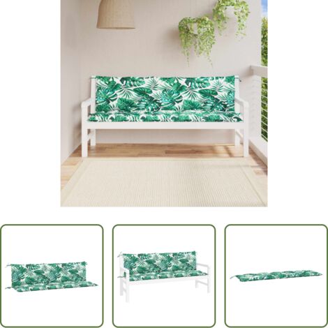 vidaXL Cuscino per panca -  Cuscini Panca Giardino 2 pz a Foglie 180x50x7cm Tessuto Oxford