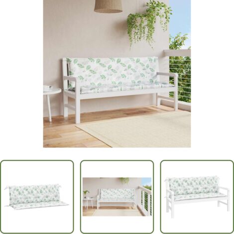 vidaXL Cuscino per panca -  Cuscini Panca Giardino 2 pz Motivo a Foglie 150x50x7 cm Tessuto