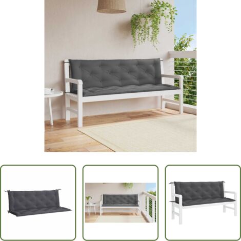vidaXL Cuscino per panca -  Cuscini Panca Giardino 2pz Antracite 150x50x7cm Tessuto Oxford